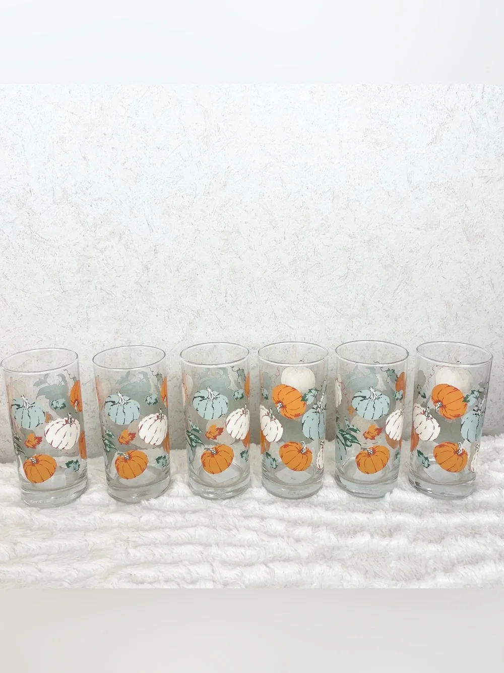 Libbey 6 Color Pumpkins Tumblers Drinking Glasses 16.3 Oz Fall Harvest Autumn